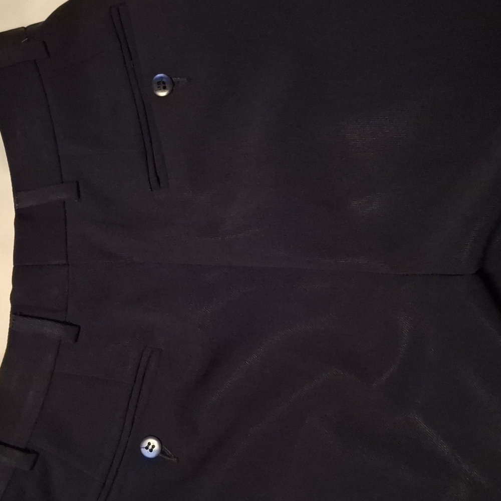 Giorgio Armani Navy Blue Wool Dress Pants with Tapered Fit and Crease - Picture 9 of 9